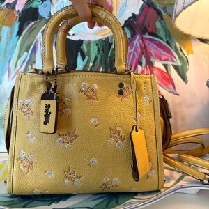 Preloved Rare Coach 1941 Rogue 25 with Sequins Floral Bow Print Yellow